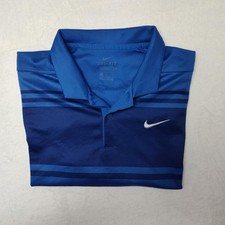 Nike Polo Shirt Men Medium Blue Dri Fit Standard Golf Vapor Athletic Performance