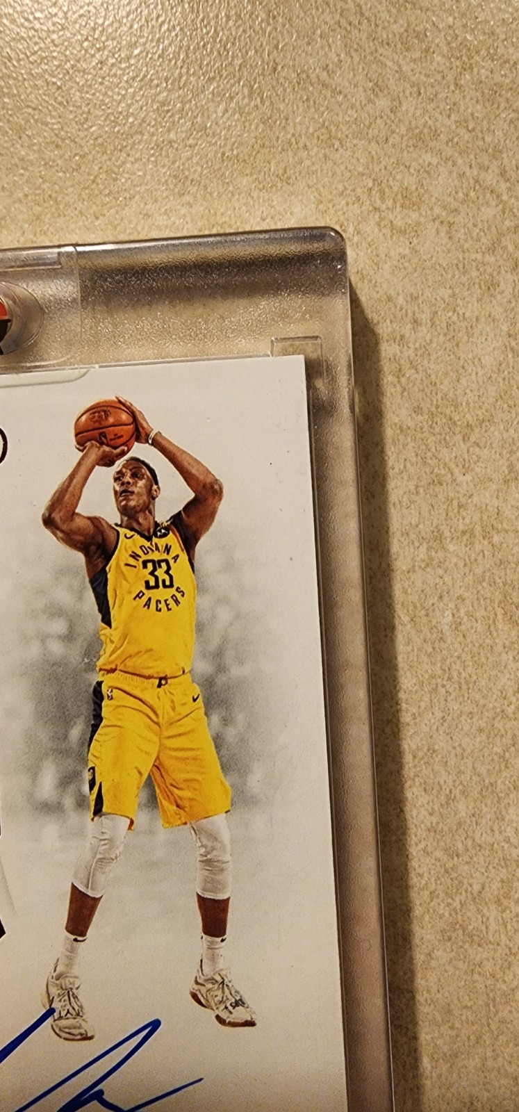 Myles Turner 2018-19 Panini Flawless Ruby Auto Patch Limited #1/15 Game Used view 3