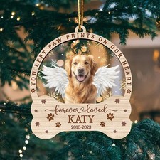 Custom Dog Photo Ornament, Dog Memorial Ornament, Personalized Dog Ornament