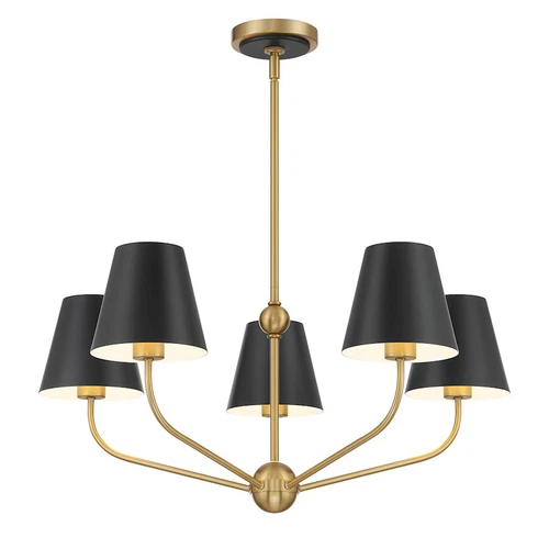Crystorama Xavier 5Lt Chandelier, Vibrant Gold/Black/White - XAV-B9315-VG-MK - Picture 1 of 1