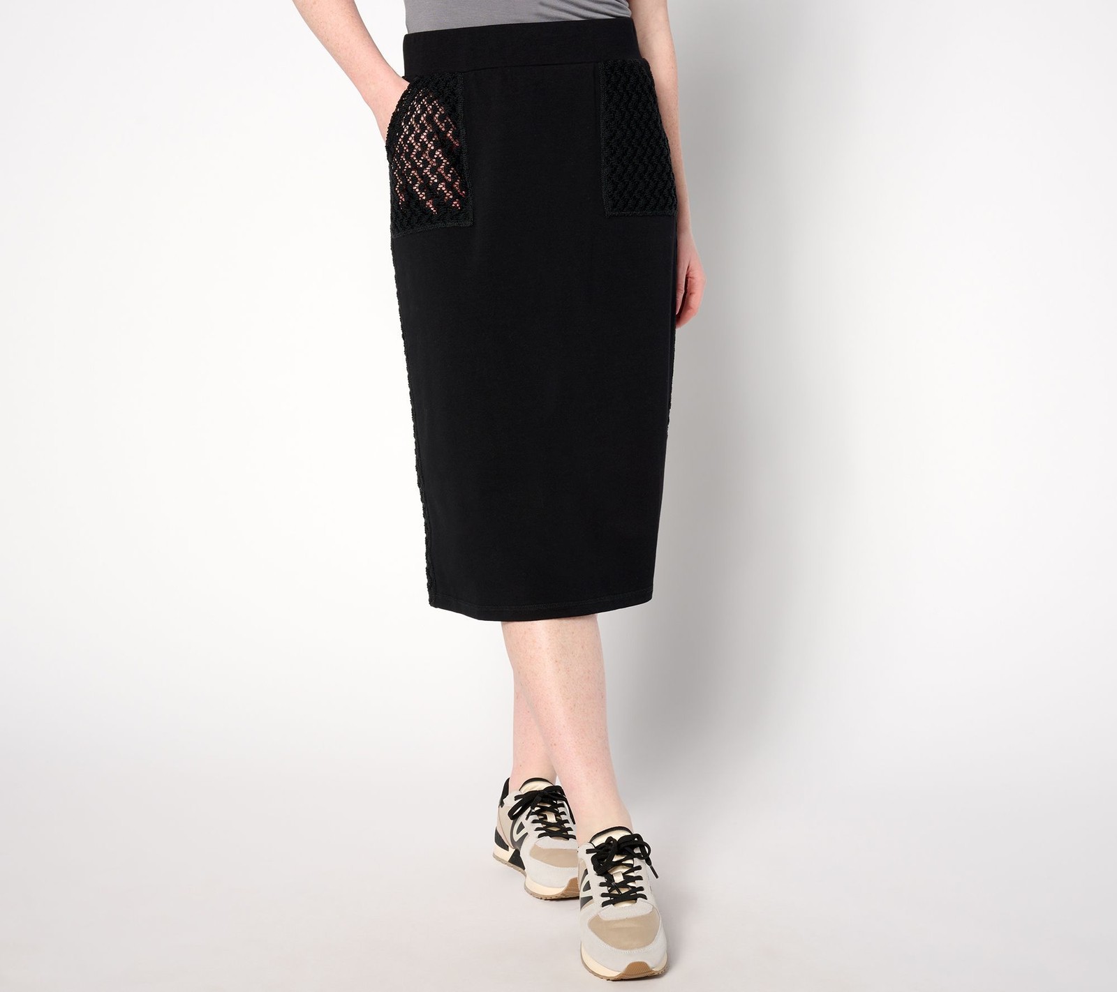 LOGO by Lori Goldstein Women's Skirt Sz L Life Regular French Black A638915