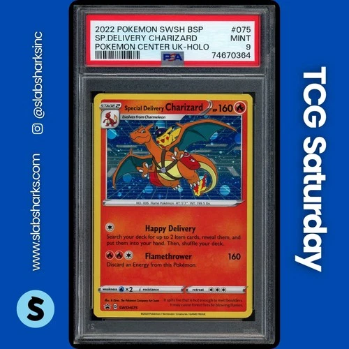 2022 POKEMON SWSH BS PROMO P.C. U.K. #SWSH075 SPECIAL DELIVERY CHARIZARD PSA 9