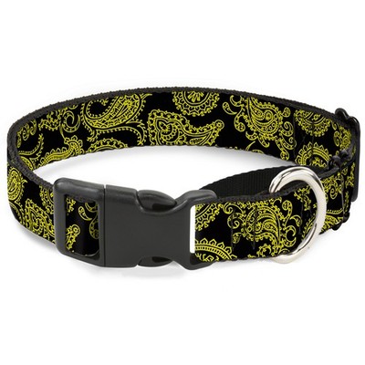 Plastic Martingale Collar Paisley Black/Neon Yellow Small 9-15''
