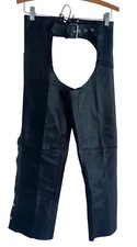 River Road Chaps Womens 6 Black Leather Zipper Leg Bikercore Grunge Punk