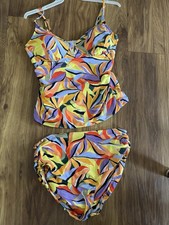 Anne Cole Swim Top  Bottom XXL Multicolor Bright Beach Pool Worn Once Super