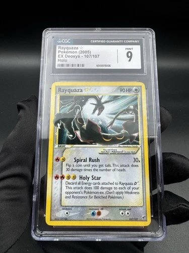 2005 POKEMON EX DEOXYS #107 GOLD STAR RAYQUAZA HOLO MINT CGC 9 (PSA 9 Equivalent