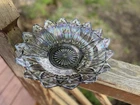 VTG Carnival Glass, Federal Glass Smokey Iridescent Flower Bowl Grey, Gray Bowl