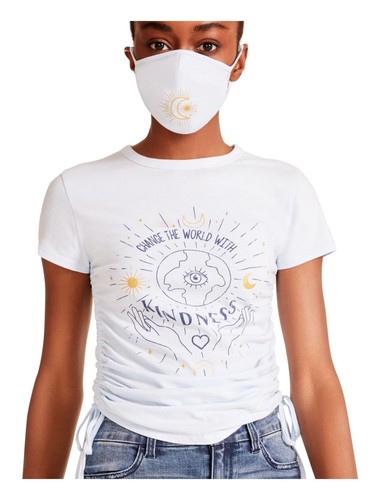 MADDEN GIRL Womens Tie Short Sleeve Crew Neck T-Shirt