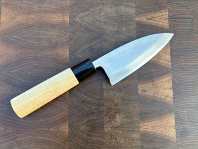 Sakai uchi Hamono Kasumi Ko-Deba 125mm Shirogami 3 carbon Japanese chef knife