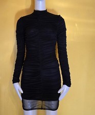Fashion Nova Ruched Bodycon Dress Black Woman's Medium