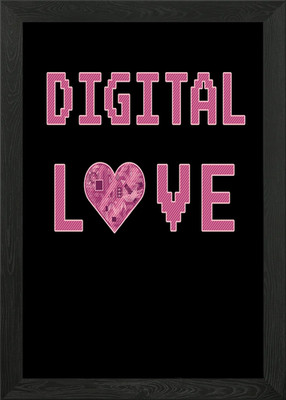 Digital Love Love Heart Framed Wall Art Poster Canvas Print Picture
