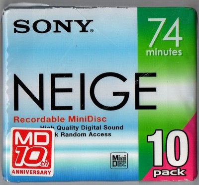 Sealed 10-Pack Sony MiniDiscs Neige 74mins NEW - PLEASE NOTE!