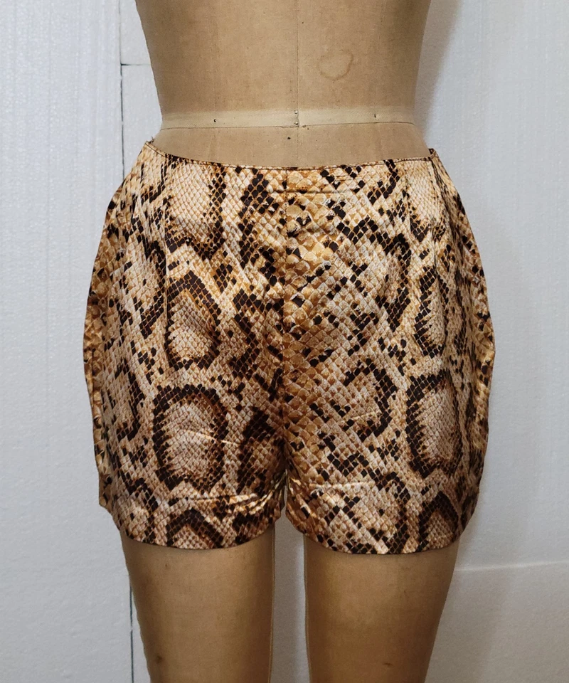 vintage 70s  satin snakeskin print shorts size small - Image 2 of 4