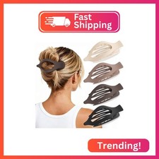 Oeusnael 4 PCS Large Flat Hair Clips for Women Girls, French Concord Lay Down Fl