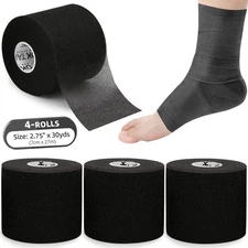 Pre Wrap Tape (4-Rolls, 120 Yards) - Athletic Foam Underwrap for Sports, Protect