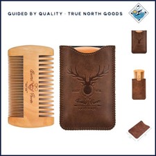 Natural Wooden Comb with Leather Case, Perfect for Travel and Grooming