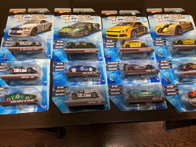 2009 hot wheels speed machines lot of 12 ford,cadillac and more LOOK