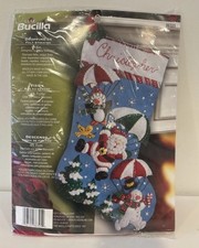 Bucilla Dropping In 18 Felt Stocking Kit 86325 -Santa, Penguin, Snowman- New
