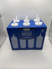 6 PK Clear Plastic Squeeze Bottle 16 OZ Sauce Condiment