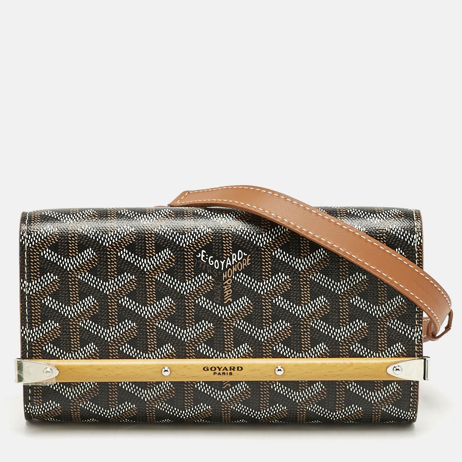 Goyard Brown Mini Monte Carlo Case in Goyardine Coated Canvas & Leather