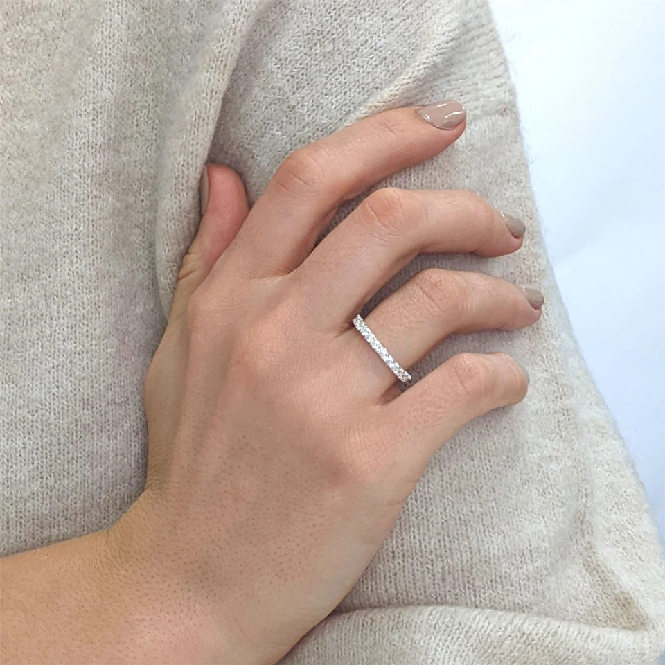 Silverly Anello Donna Argento 925 Zirconi Cubici Brillanti Verretta Fidanzamento - Immagine 4 di 4