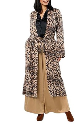 Curations x Debbie Denmon Women's Sequin Opera Coat Cheetah/Black