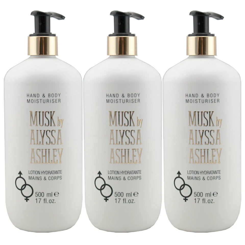 MUSK by Alyssa Ashley HAND & BODY LOTION 3 x 500 ml unisex mit Spender