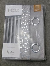 Image of Catherine Lansfield Glitzy 66x90 Lined Eyelet Curtains Grey CHEAPEST ON EBAY