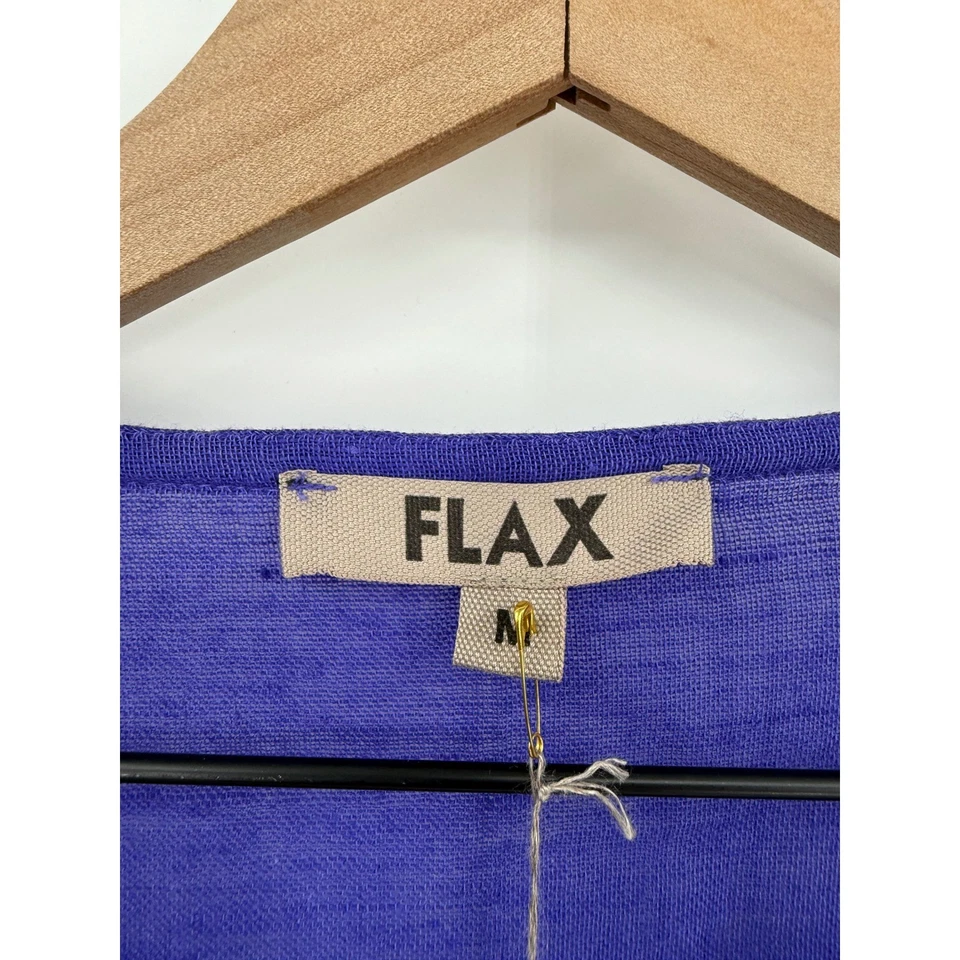 Vestido FLAX para mujer mediano púrpura lino mezcla algodón manga larga minimalista NUEVO Foto 2 de 4