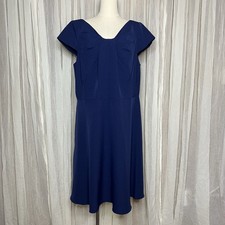 Adrianna Papell Navy Stretch Crepe Drape Neck Dress