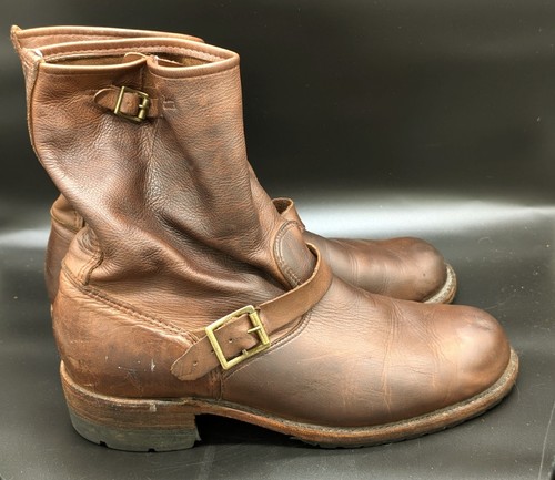 Vintage Shoe Company braune Leder Engineer Biker Stiefel 11M Frye Stil weite Wade - Bild 1 von 8