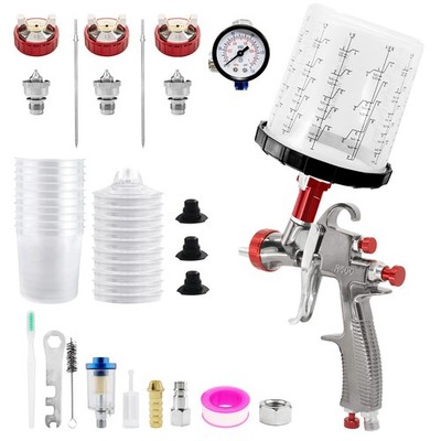 R500 LVLP Lackierpistole 1.3/1.7/2.0mm Düsen Spritzpistole mit 650ml Mischbecher
