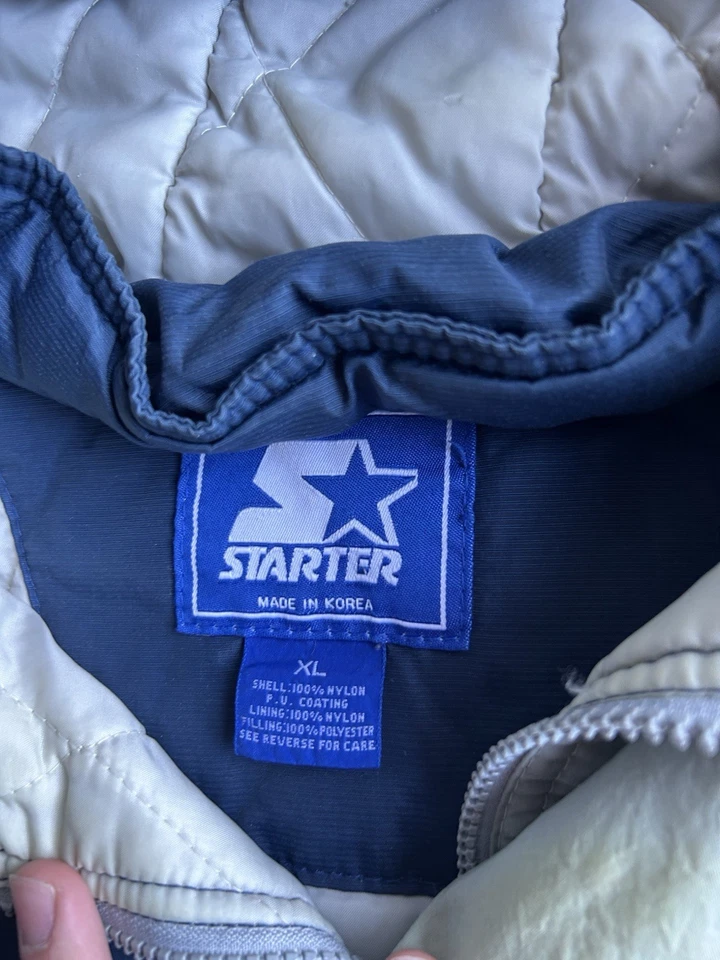 Chaqueta acolchada pulóver con capucha XL vintage años 90 Starter Georgetown Hoyas 1/4 cremallera Foto 3 de 4