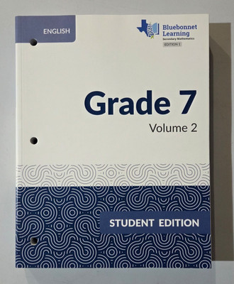 Bluebonnet Learning Secondary Mathematics Ed. 1 Volume 2 Gr 7 Student Ed. PB NEW