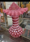 fenton cranberry opalescent Con.Ruffled Vase Pre-1970 Mint Condition ￼