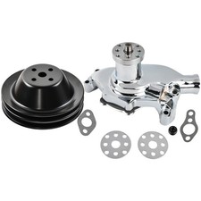 For Small Block Chevy 350 Chrome Short Water Pump Double Groove Steel Pulley