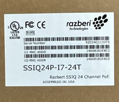 RAZBERI SSIQ24P-I7-24T All-in-One 24TB Video Appliance w/ 24-Port PoE+ Switch 1U
