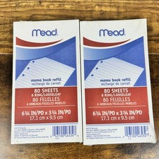 Mead White Paper Narrow Ruled Memo Book Refill 3-3/4 x 6-3/4 in. 80 pgs SET of 2