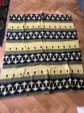 Vintage Blanket Yellow And Black And White Aztec Folk Art Pattern 158x145cm
