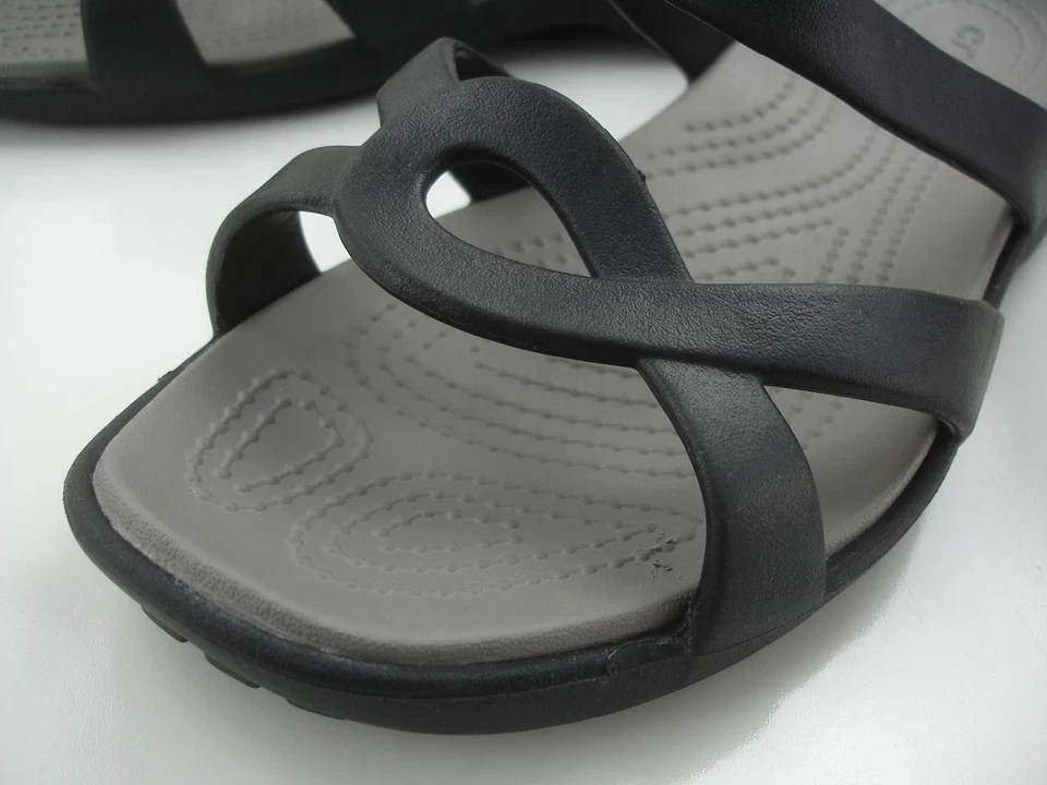Sandalias para mujer 9 M Crocs Meleen Twist negras 202497 sin cordones punta abierta planas deslizables Foto 3 de 4