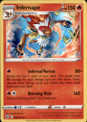 Infernape Holo Holo Rare SWSH09: Brilliant Stars 026/172 NM Naoki Saito 2022