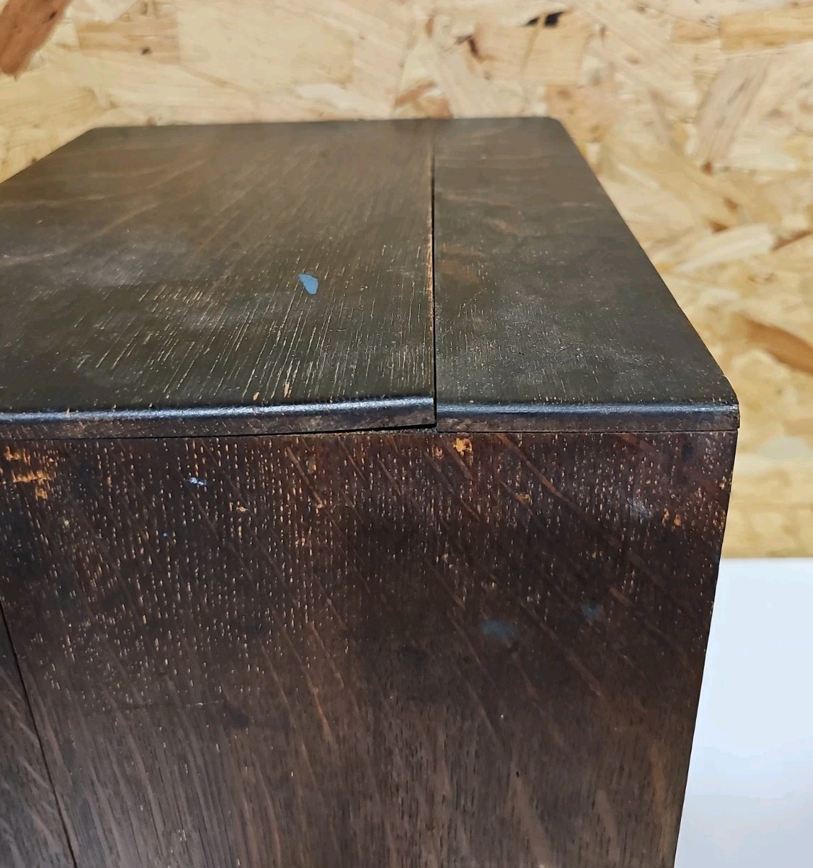 Antique Oak Table Top Cabinet Chest of 4 Drawers By Henry Stone & Son — image 14