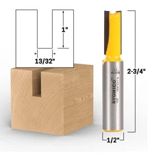 13/32" Diameter X 1" Height Straight Router Bit - 1/2" Shank - Yonico 14153