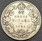 1936 Canada Silver 25-Cent Quarter - 80% Silver King George V