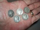 5 Lot Mercury Dimes 90% Silver 1940's WWII Years 1941D & P 1942D 1944P Nice L@@K