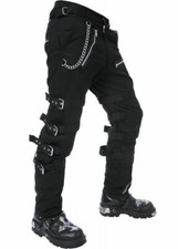 Men's Bondage EMO Black Goth Punk Rock Morte Pants Buckle Chain Trouser