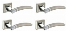 4 Sets Sofia Designer Handle on Square Plate - Satin/Polished Nickel Finish 