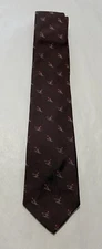Ferrell Reed for Aras Men's Silk NeckTie Brown w/Skier Ski Jumper made inEngland