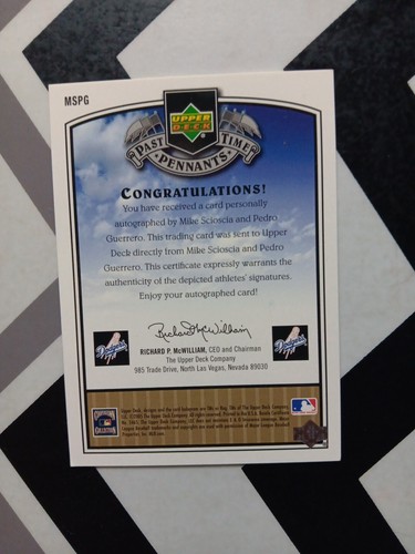 Dodgers 2005 Past Time Dual Signatures MIKE SCIOSCIA Pedro Guerrero 15/15 - Picture 4 of 6