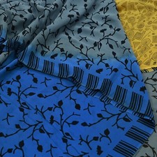 Indian Vintage Sari Pure Georgette Silk Printed Sarees Craft Fabric Sewing 5Yd
